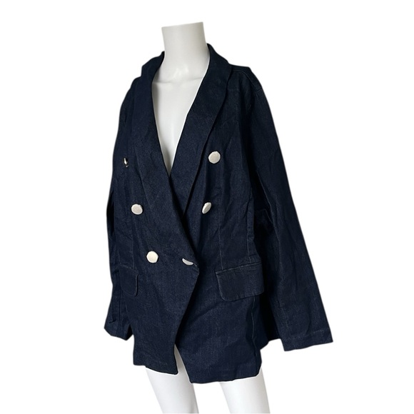 NEW Eloquii Denim Blazer Dark Wash Double Breasted Womens Plus Size 24 - Picture 8 of 8